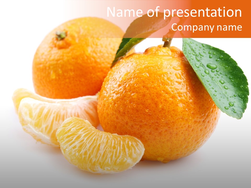 Close Up Tangerine Segment PowerPoint Template