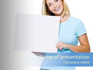 White Close Up Girl PowerPoint Template