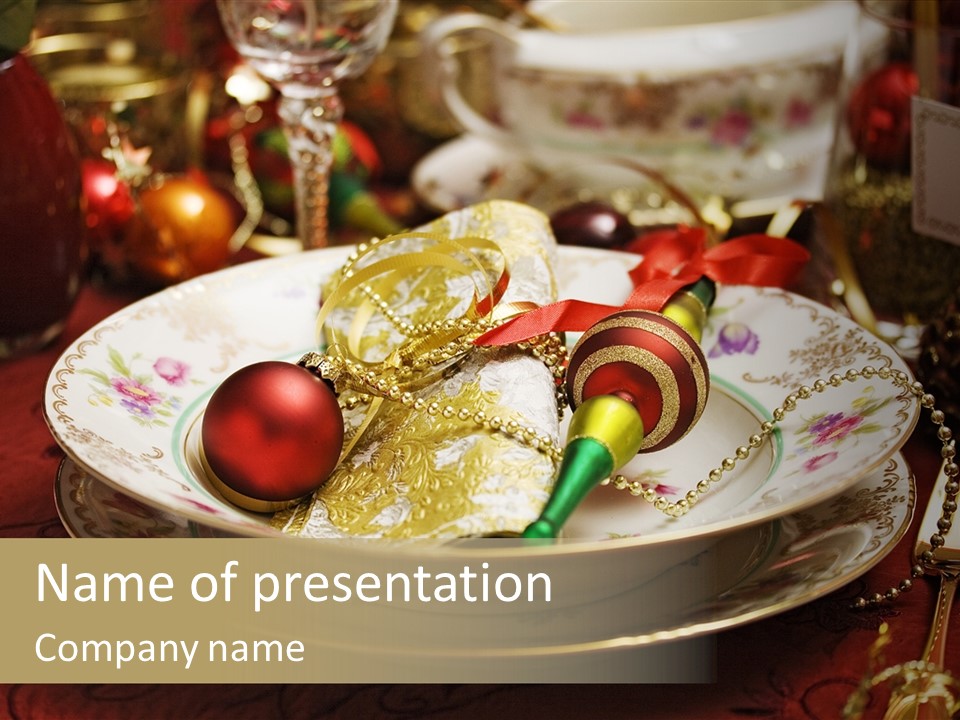 Christmas Party Red Gold PowerPoint Template