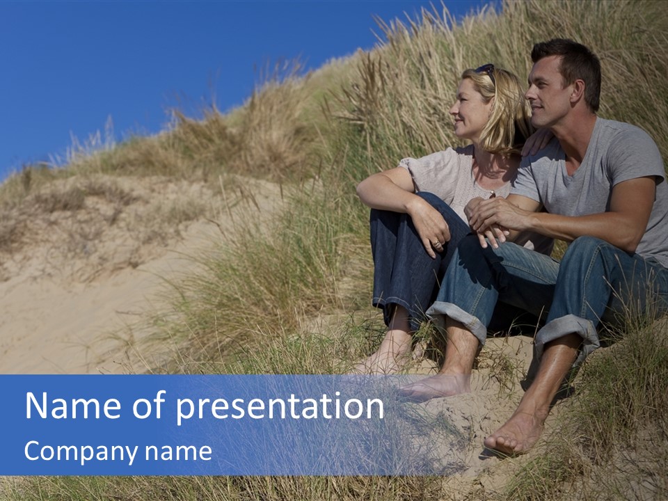 Romance Sand Dunes Blue PowerPoint Template