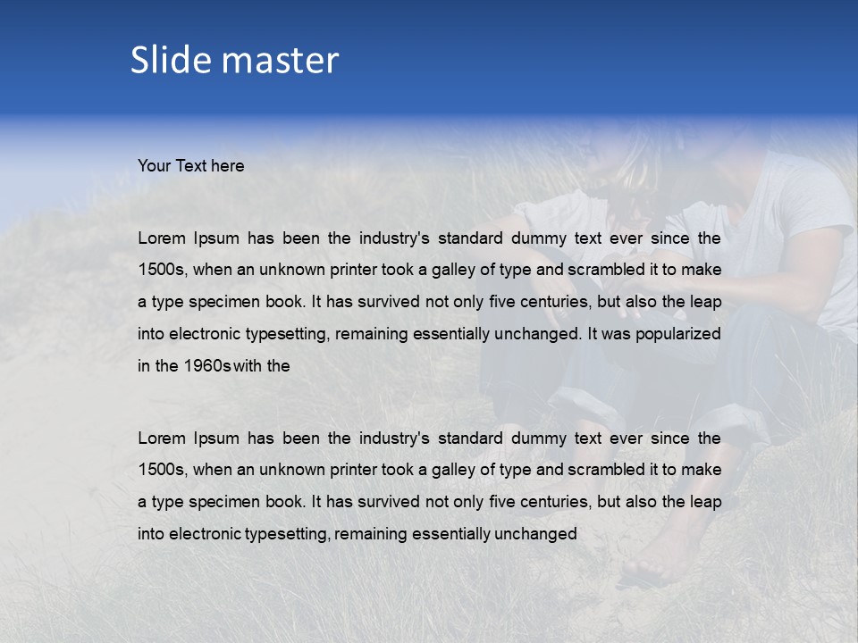 Romance Sand Dunes Blue PowerPoint Template