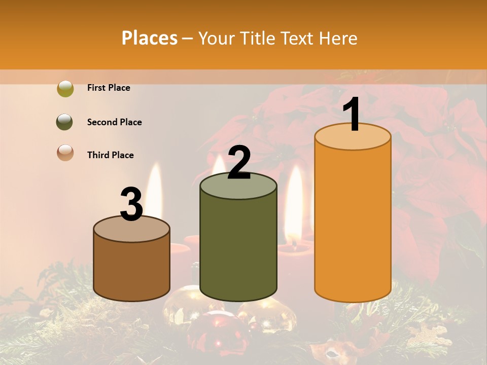 Moss Christmas Wreath Flame PowerPoint Template