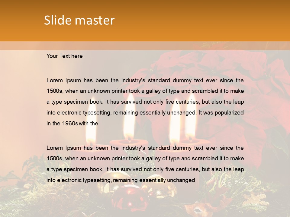 Moss Christmas Wreath Flame PowerPoint Template