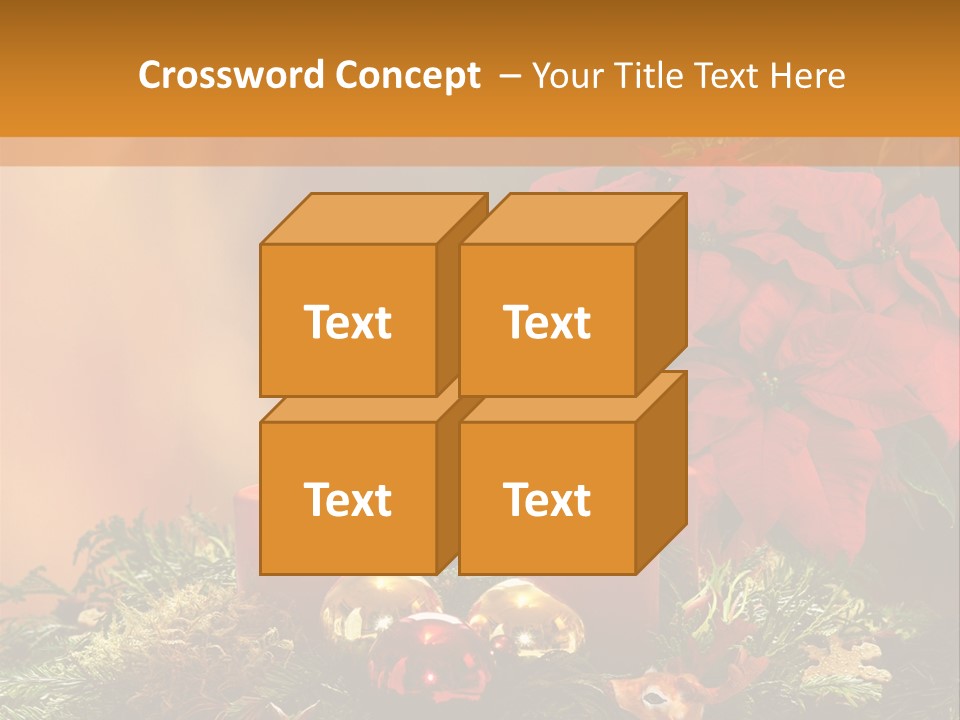 Moss Christmas Wreath Flame PowerPoint Template