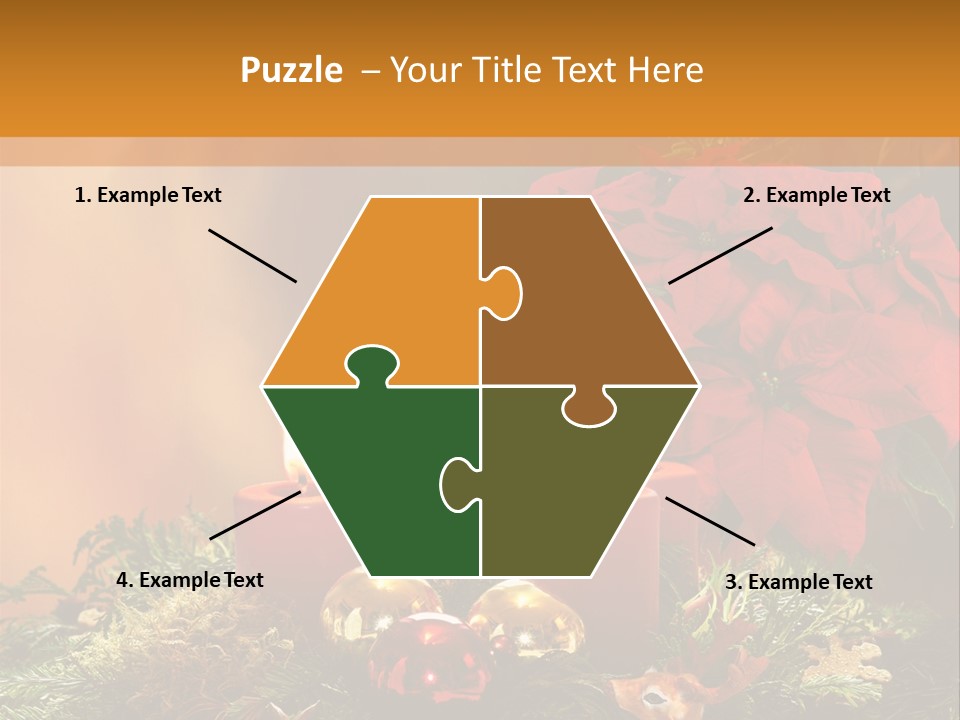 Moss Christmas Wreath Flame PowerPoint Template