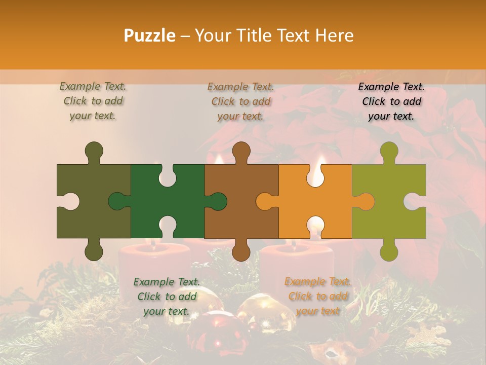 Moss Christmas Wreath Flame PowerPoint Template