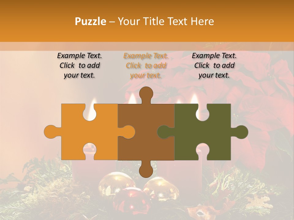 Moss Christmas Wreath Flame PowerPoint Template