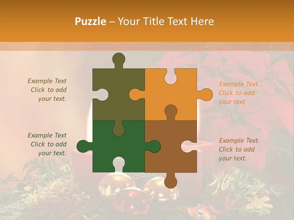 Moss Christmas Wreath Flame PowerPoint Template