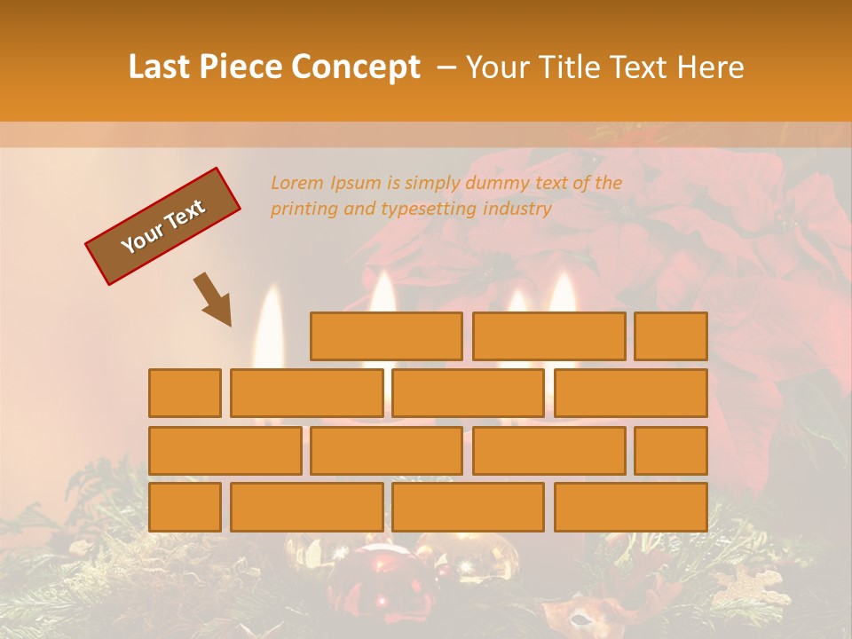 Moss Christmas Wreath Flame PowerPoint Template