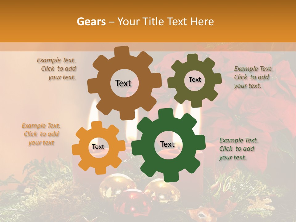Moss Christmas Wreath Flame PowerPoint Template