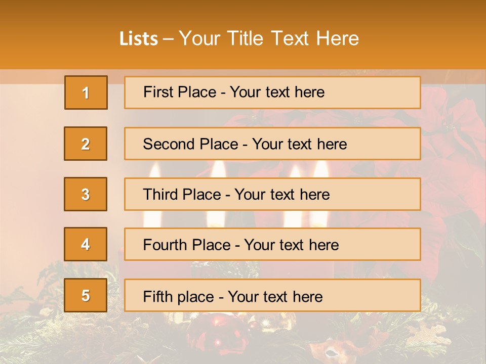 Moss Christmas Wreath Flame PowerPoint Template