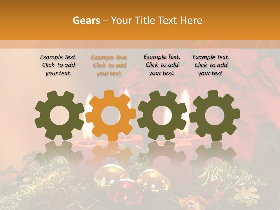 Moss Christmas Wreath Flame PowerPoint Template