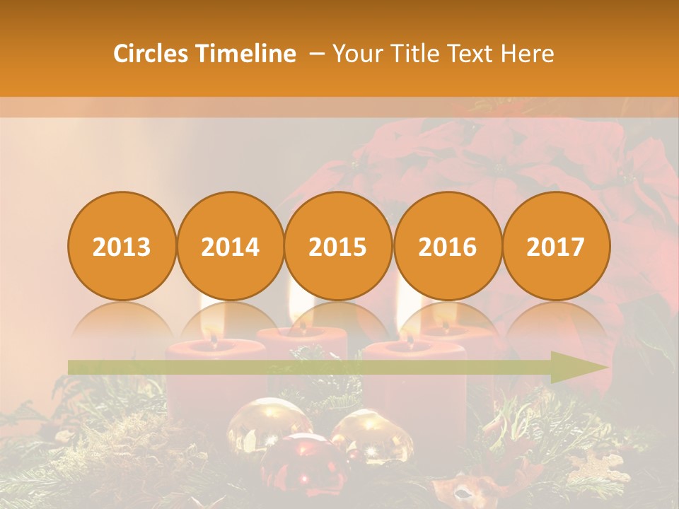 Moss Christmas Wreath Flame PowerPoint Template