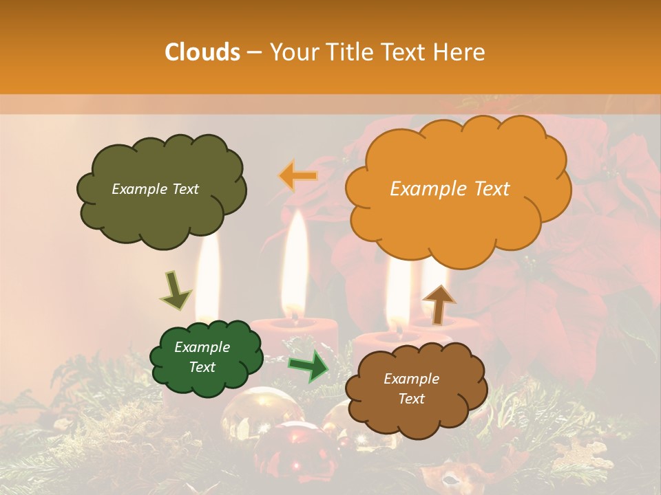 Moss Christmas Wreath Flame PowerPoint Template