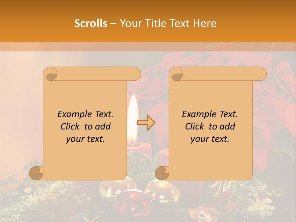 Moss Christmas Wreath Flame PowerPoint Template