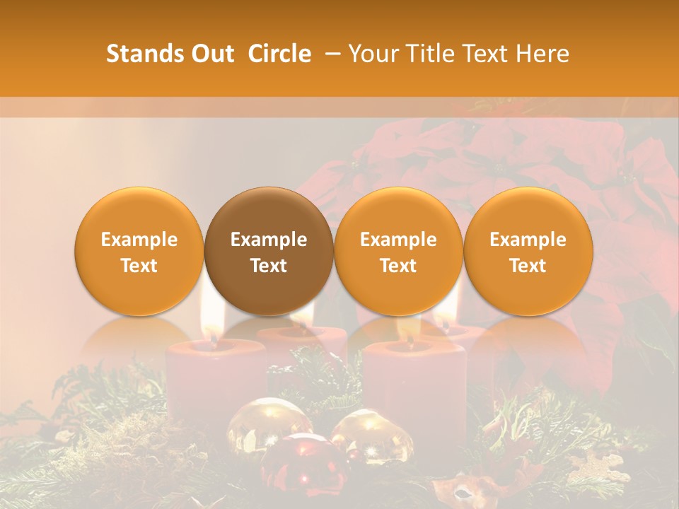 Moss Christmas Wreath Flame PowerPoint Template