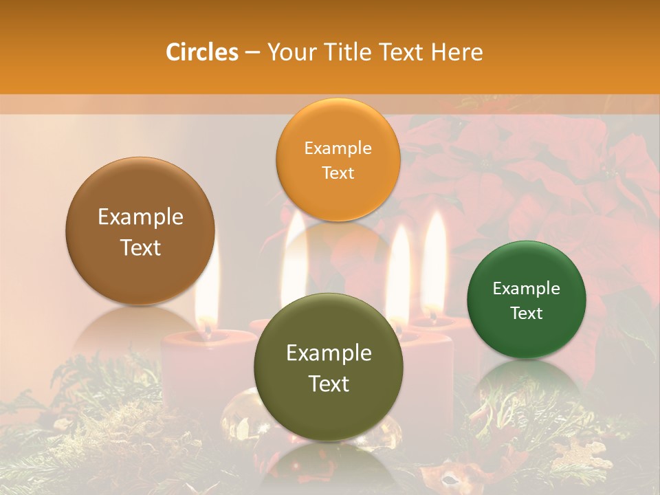 Moss Christmas Wreath Flame PowerPoint Template