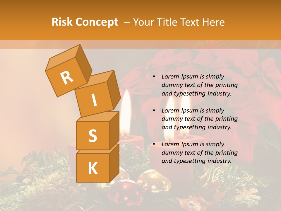 Moss Christmas Wreath Flame PowerPoint Template