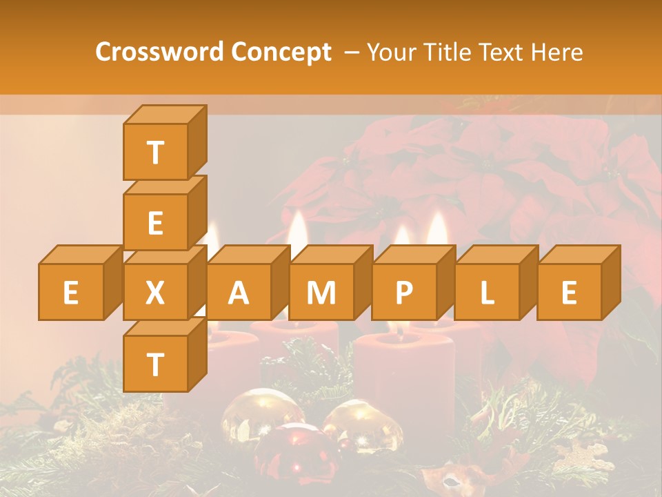 Moss Christmas Wreath Flame PowerPoint Template