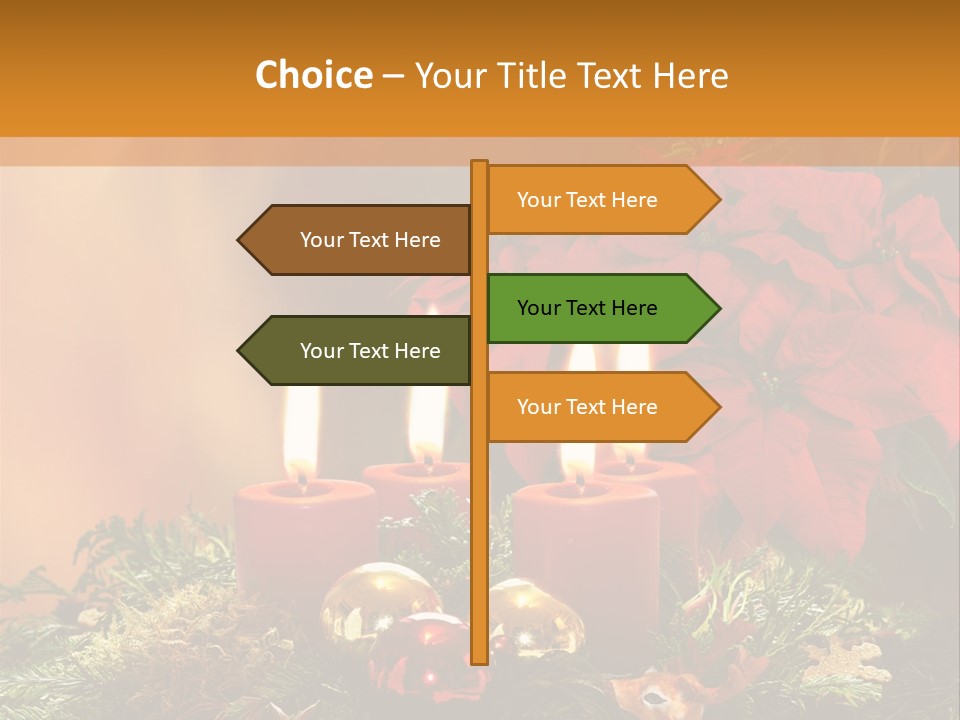 Moss Christmas Wreath Flame PowerPoint Template