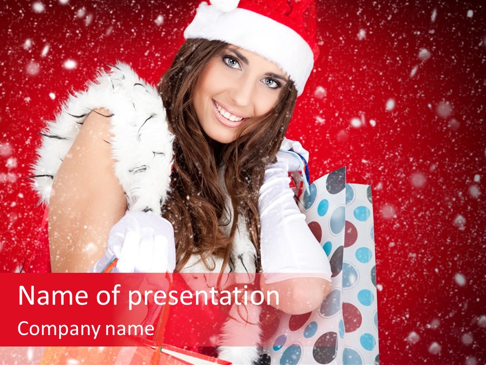 Woman Winter Xmas PowerPoint Template