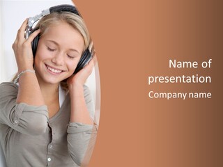 Headset Smiling White Background PowerPoint Template