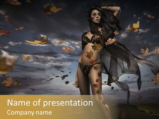 Woman Beautiful Autumn PowerPoint Template