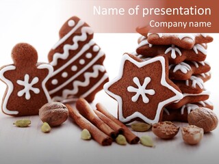 Traditional Christmas Decoration Cinnamon Stick PowerPoint Template