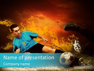 Ball Smoke Footballer PowerPoint Template