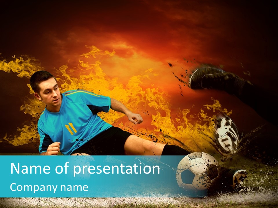 Ball Smoke Footballer PowerPoint Template