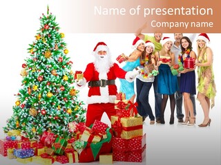 Tree Christmas Man PowerPoint Template