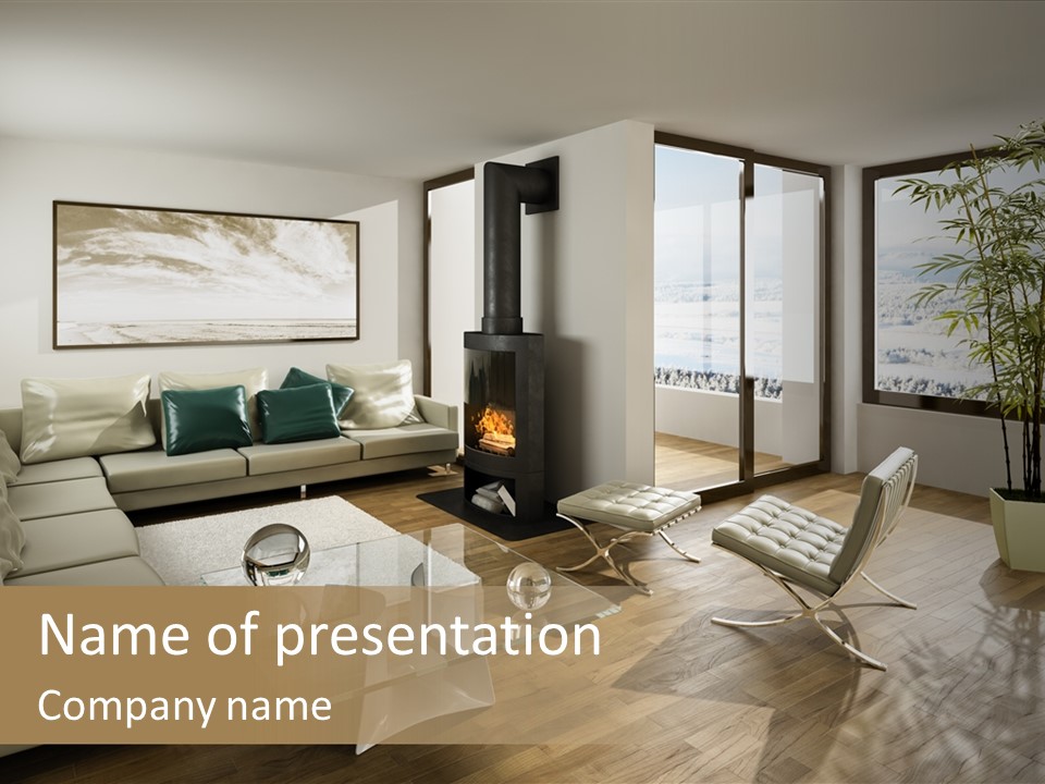 Sunshine Fireplace Winter PowerPoint Template