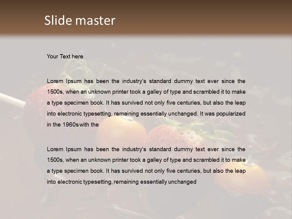 Still Life Chocolate Fondue Strawberries PowerPoint Template