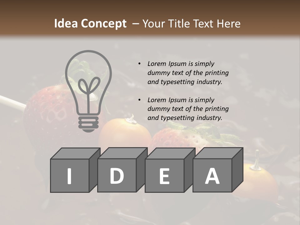 Still Life Chocolate Fondue Strawberries PowerPoint Template