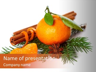 White Decoration Herb PowerPoint Template