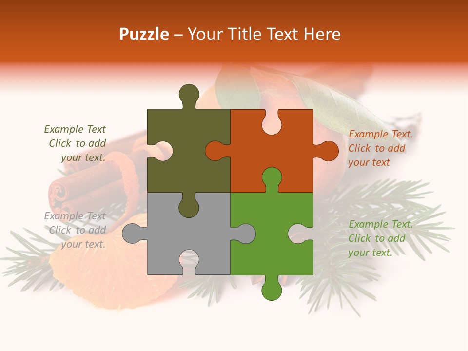 White Decoration Herb PowerPoint Template