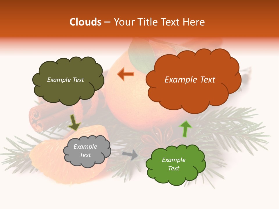 White Decoration Herb PowerPoint Template