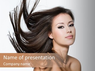 Girl Close Up Brown Hair PowerPoint Template