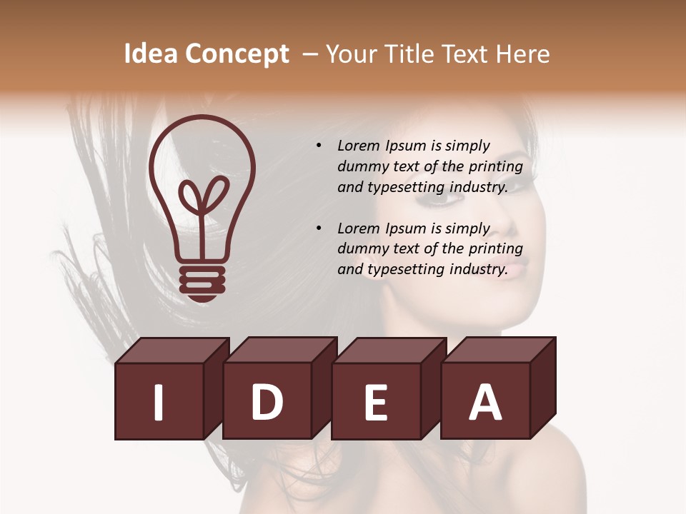 Girl Close Up Brown Hair PowerPoint Template