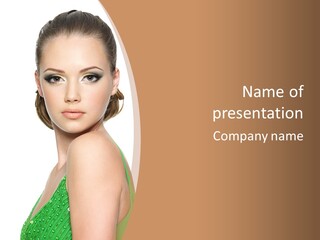 Young Brown Hair Elegance PowerPoint Template