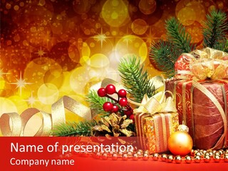 Holiday Gold Golden PowerPoint Template