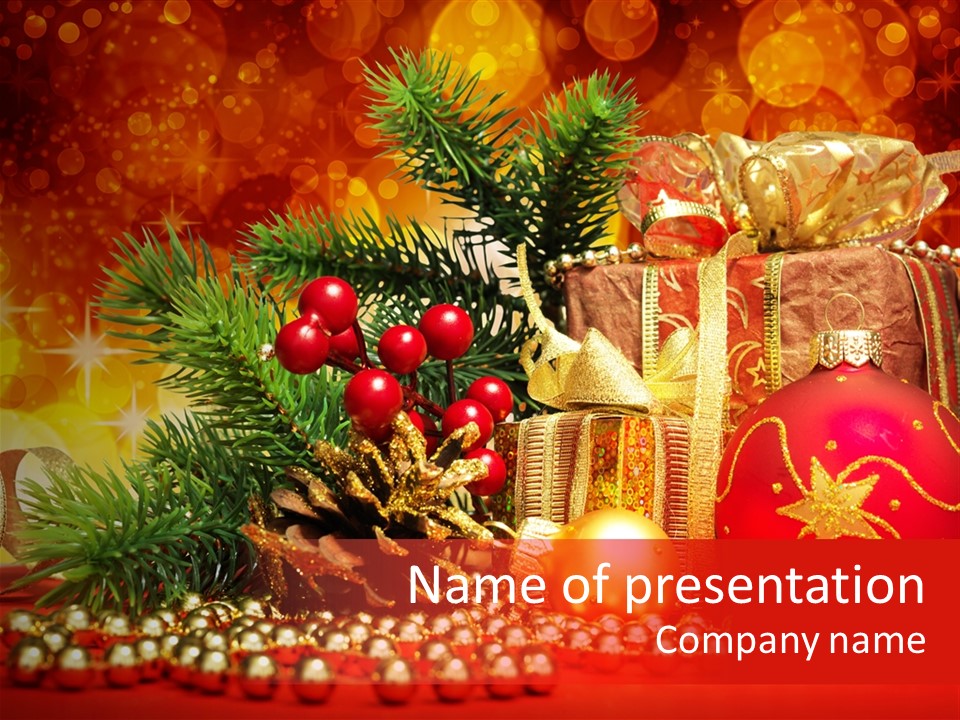 Present Christmas Gift PowerPoint Template