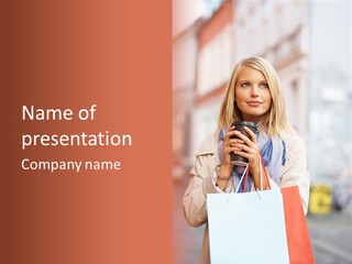 Takeaway Cup Female PowerPoint Template