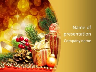 Gold Package Ball PowerPoint Template