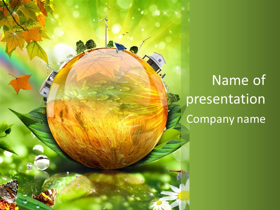 Sphere Leaf Plant PowerPoint Template