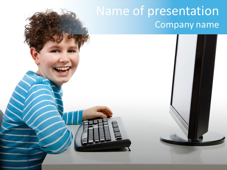 Horizontal Schoolchild Schoolkid PowerPoint Template