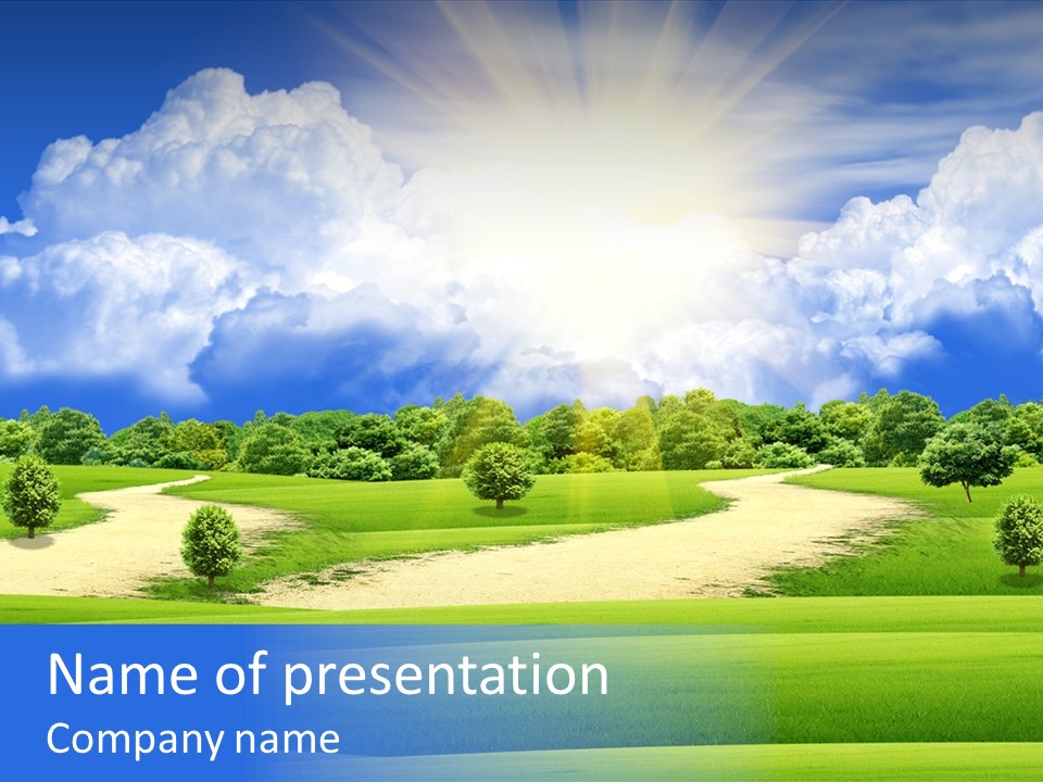 White Panorama Meadow PowerPoint Template