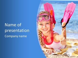 White Child Ocean PowerPoint Template