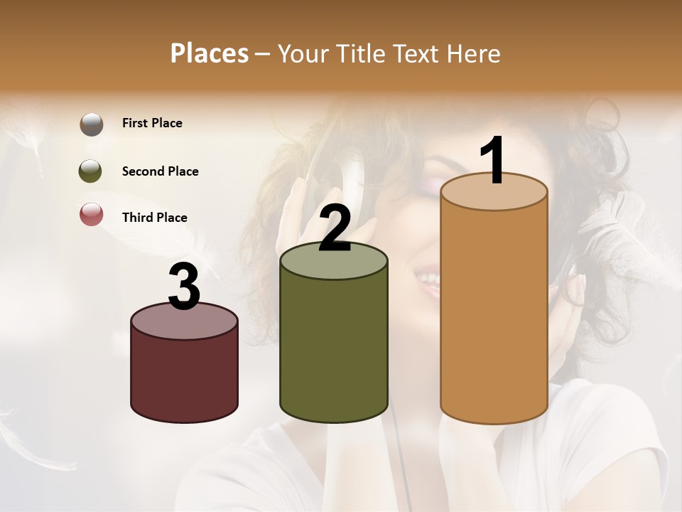 Female Person Headphone PowerPoint Template