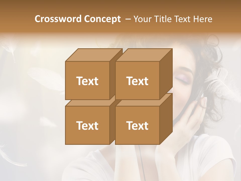 Female Person Headphone PowerPoint Template